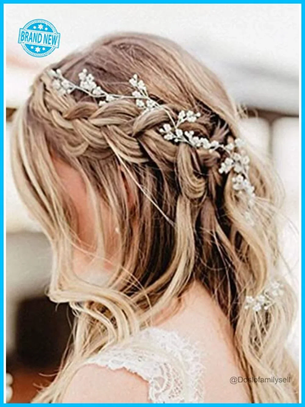 Baby's Breath Hair Vine Wedding Headpiece with Pearl Beads